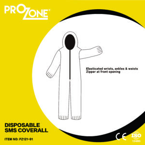 Prozone 一次性SMS無紡布連身防護衣 ( M, L, XL,XXL )(型號︰PZ121-01-WH)