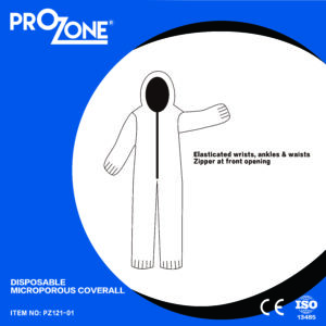 Prozone 一次性透氣膜連身防護衣 (S,M,L,XL,XXL,XXXL)(型號：PZ103-01-WH)