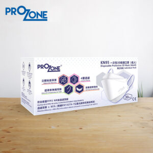 Prozone KN95一次性3D防護口罩(成人) -- 獨立包裝, 30個 (型號: PZKN95-001-30)