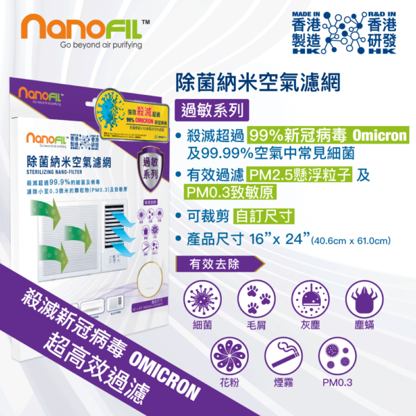 NanoFIL 除菌納米空氣濾網 【過敏系列】片裝 16” x 24”(型號︰KAF801) - Image 2